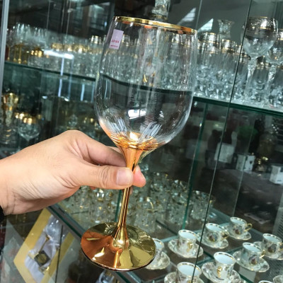 Bộ 6 Ly Vang Pha Lê Mạ Vàng 24K - 450ml