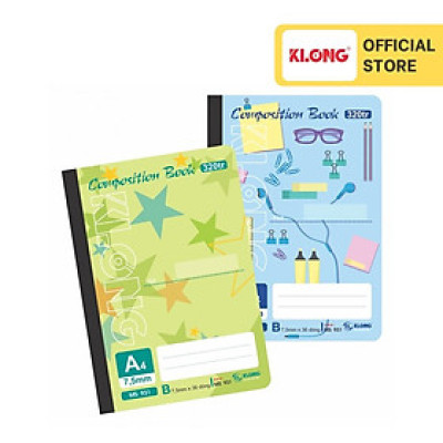 Sổ kẻ ngang may dán gáy Composition book KLONG A4 320 trang 58/92; MS: 931