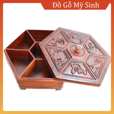 Khay Đựng Bánh Kẹo, Khay Đựng Mứt Tết Phúc Lộc Thọ Bằng Gỗ Hương Cao Cấp, Sang Trọng 