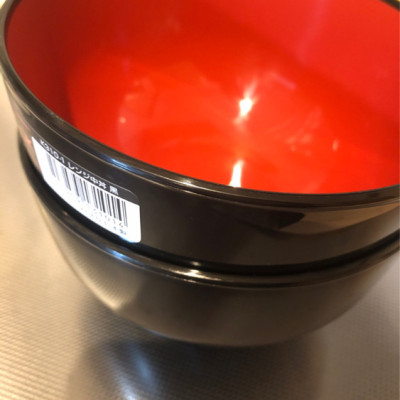 Combo 02 Bát nhựa Nakaya màu đen lòng đỏ - Nội địa Nhật Bản