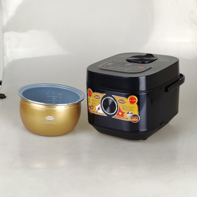 Nồi cơm điện tử lòng niêu 1.8L Ladomax màu đen, công suất 700W, tráng men chống dính-Hàng chính hãng
