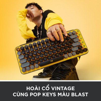 Bàn phím cơ học không dây Bluetooth Logitech POP Keys kết nối đa thiết bị các phím Emoji tùy chỉnh - Hàng chính hãng