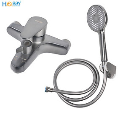 Combo củ sen tay sen nóng lạnh inox 304 sơn xám Hobby home decor CBX1