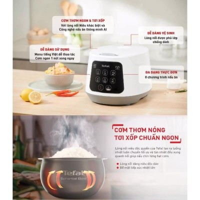Nồi cơm điện mini Tefal RK730168 1L - 8 chương trình nấu - Hàng Chính Hãng