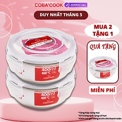 [Mua 2 Tặng 1] Bộ Hộp Đựng Thức Ăn Hộp Cơm Bảo Quản Thực Phẩm Thủy Tinh Chịu Nhiệt - 400ml