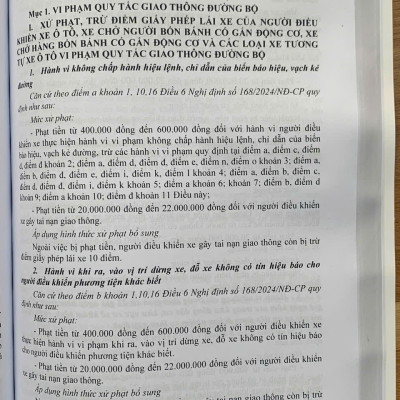 Xử phạt vi phạm hành chính về trật tự, an toàn giao thông trong lĩnh vực giao thông đường bộ