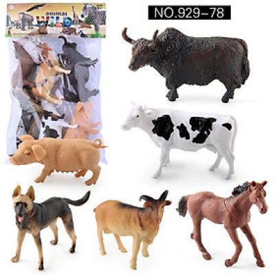 Bộ 6 đồ chơi ĐỘNG VẬT NUÔI nông trại N929-78 size lớn cho bé: NGỰA, BÒ SỮA, CHÓ, DÊ, HEO, BÒ ĐỰC