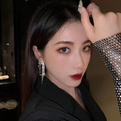 Earrings nữ đeo tai dáng dài chảy gắn đá cao cấp