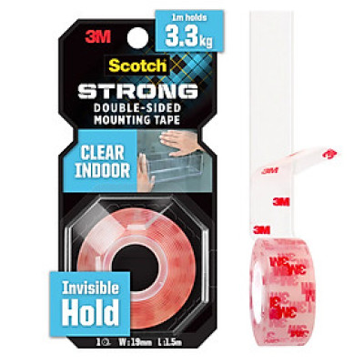 Băng dính hai mặt siêu dính trong suốt 3M SCOTCH  410-S19, 19 mm x 1.5 m, 19mm x 4m