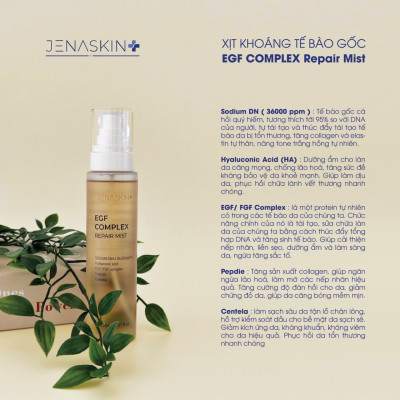 Xịt Khoáng Tế Bào Gốc - Xịt Dưỡng Ẩm, Cấp Nước Và Dịu Da Jenaskin EGF Complex Repair Mist 150ml