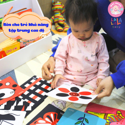 Bộ thẻ kích thích thị giác Lalala Baby cho trẻ sơ sinh Trọn bộ tinh anh dạng đứng Zigzag và Flashcard