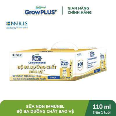 Thùng Sữa Bột Pha sẵn Nutifood GrowPLUS+ Sữa Non Immunel trên 1 tuổi (24 hộp x 110mL)