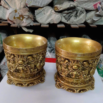 Lư hương CTVD40 12 x 12 x 12cm mạ vàng hoặc màu xanh lựa chọn 