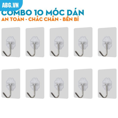  COMBO 10 MÓC NHỰA DÁN TƯỜNG CHỊU LỰC TRONG SUỐT
