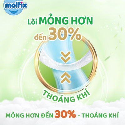 Miếng lót sơ sinh Molfix Thiên nhiên Super Jumbo Newborn 1 (dưới 1 tháng tuổi) - Gói 64+10 miếng