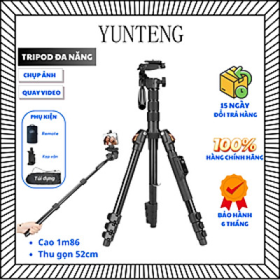 Tripod Yunteng VCT-190 - Chân Đế Máy Ảnh, Điện Thoại ,Tháo Rời Làm Gậy Selfie Kèm Remote Bluetooth - Hàng Chính Hãng