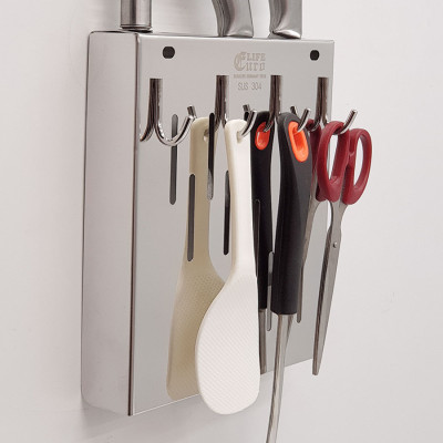 Kệ cài dao - muỗng Inox SUS 304 Eurolife EL-K6 (Trắng - bạc)