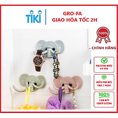 Combo 3 Móc Dán Tường Treo Đồ Dán Tường Hình Voi GroFa 