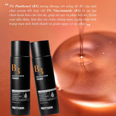 Toner Đa Chức Năng B3 Multi Active Tẩy Da Chết, Kiểm Soát Dầu Thừa, Phục Hồi Da Mụn 205ml