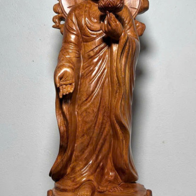 Tượng phật liên hoa bằng gỗ hương đá cao 60x20cm