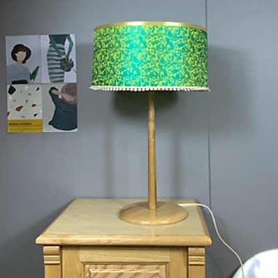 Đèn bàn gỗ góc phương Đông,Gỗ tự nhiên, lụa Hà Đông