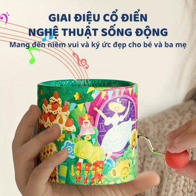 Hộp phát nhạc cho bé mideer Hand Crank Music Box, đồ chơi âm thanh cho bé 1,2,3,4,5,6 tuổi