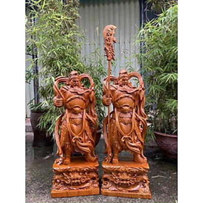 TƯƠNG QUAN CÔNG QUANH TAY ĐỨNG TRÊN ĐẦU HỔ PHÙ BẰNG GỖ HƯƠNG KT CAO 60