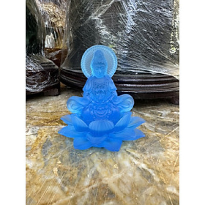 Tượng Phật Quan Thế Âm Bồ Tát 2 mặt đá lưu ly đặt bàn làm việc, xe ô tô - Cao 10 cm