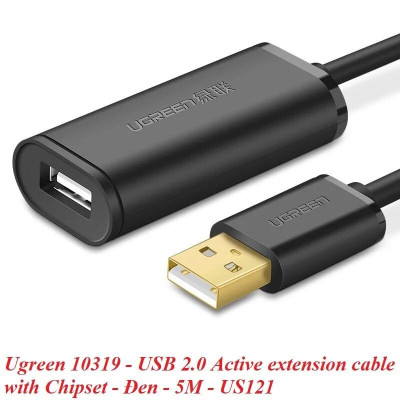 Ugreen UG10319US121TK 5M màu Đen Cáp tín hiệu nối dài USB 2.0 có chip khuếch đại cao cấp - HÀNG CHÍNH HÃNG