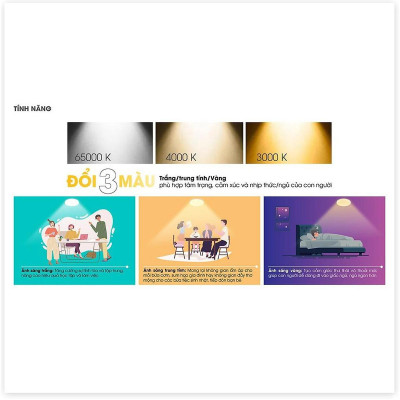 Đèn LED Downlight âm trần đổi màu 12W Rạng Đông AT10 ĐM 110/12W, Viền mạ vàng tinh tế