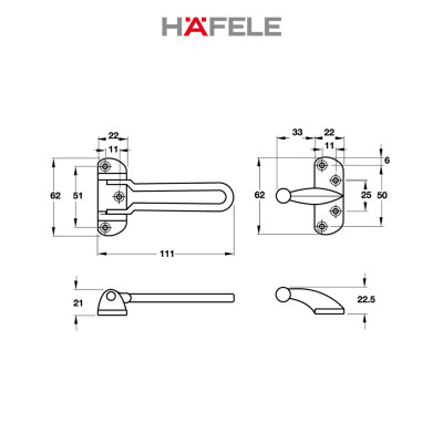 Chốt Cửa An Toàn Hafele - 489.15.001 (Hàng chính hãng)