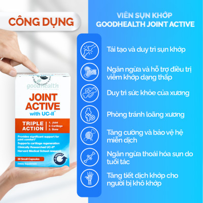 Combo 3 hộp Viên Sụn Khớp Goodhealth Joint Active - Với UC2 Tái Tạo Và Duy Trì Sụn Khớp - Giúp Khớp Khỏe Dễ Dáng Vận Động – 100% Chính Hãng Từ New Zealand