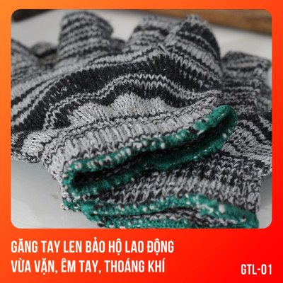 Găng tay len bảo hộ, vừa vặn, êm tay, thoáng khí
