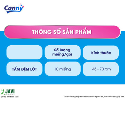 Combo 2 gói Tấm Đệm Lót Người Lớn Canny Siêu Mềm Mại, Siêu Thấm, Kháng Khuẩn (10 miếng)
