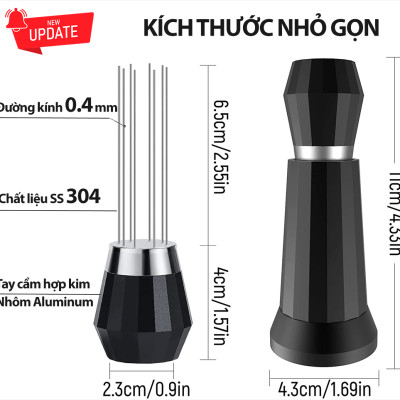 Kim đánh tơi bột cà phê WDT, phân bổ đồng đều pha chế Espresso, dụng cụ máy pha cafe chuyên nghiệp, chống bón cục, pha máy chiết xuất giảm channeling, hàng chính hãng