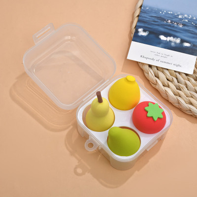 Hộp bông tán phấn trang điểm 4 món hình trái cây  xinh xắn nhiều màu , có hộp đựng siêu đáng yêu cute