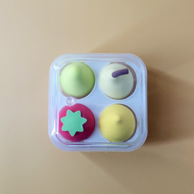 Hộp bông tán phấn trang điểm 4 món hình trái cây  xinh xắn nhiều màu , có hộp đựng siêu đáng yêu cute