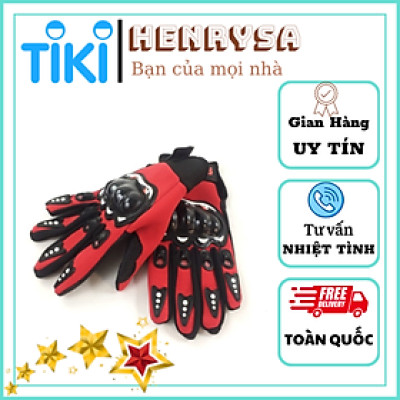  Găng Tay Xe Máy, Đi Phượt  Dài Ngón Có Gù Nhựa Bảo Vệ - HENRYSA