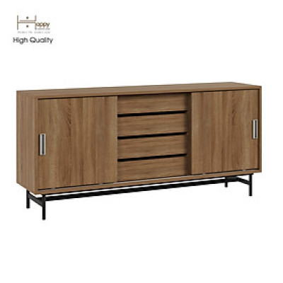 [Happy Home Furniture] LUCA, Tủ lưu trữ 4 ngăn cánh lùa - Chân sắt, 150cm x 36cm x 70cm ( DxRxC), TCL_022