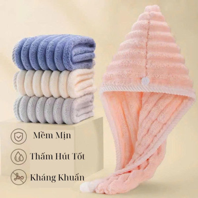 Khăn Trùm Đầu Lau Khô Cho Nữ – Siêu Thấm, Nhẹ, Bền, Phù Hợp Mọi Loại Tóc