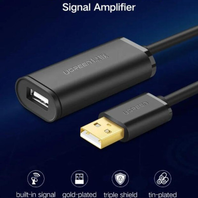 Ugreen UG10319US121TK 5M màu Đen Cáp tín hiệu nối dài USB 2.0 có chip khuếch đại cao cấp - HÀNG CHÍNH HÃNG