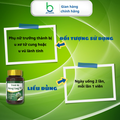 Viên Uống TRINH NỮ HOÀNG CUNG YB Hỗ Trợ Phụ Nữ Bị U Xơ Tử Cung và U Vú Lành Tính - Lọ 60 viên