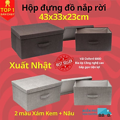 Hộp vải đựng đồ đa năng Bắc Âu có nắp rời và khoen inox sang trọng kích thước 45x23x33cm vải Oxford 600D chính hãng D Danido