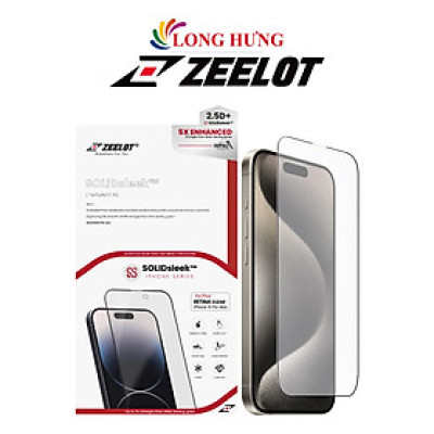 Dán màn hình cường lực Full viền Zeelot SOLIDsleek dành cho iPhone 15 Pro Max/15 Pro/15 Plus/15/14/13/12/11 - Hàng chính hãng