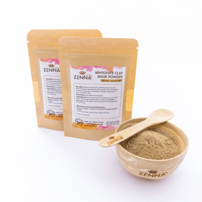 Mặt nạ bùn khoáng núi lửa kiểm soát dầu và mụn, thanh lọc độc tố, tái tạo da ZENNA Bentonite Clay 100g kèm bộ bát thìa tre xinh xắn - Phù hợp cho mọi loại da đặc biệt da dầu và mụn