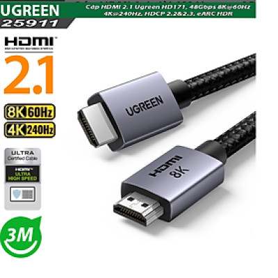 Cáp tín hiệu HDMI 2.1 dài 1M Ugreen 25908  8K@60Hz- Hàng chính hãng