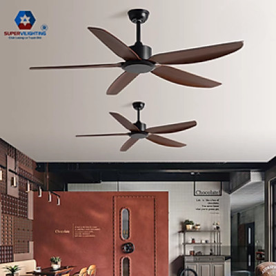 Quạt trần cánh nhựa ABS QT 132 5 cánh SuperVilighting hàng chính hãng trang trí phòng khách chung cư phòng ngủ