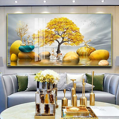 Tranh  mica cao cấp Hươu vàng trên đá - MK008