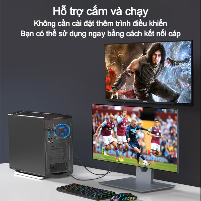 Cáp chuyển DisplayPort (DP) sang HDMI 4K@60Hz Choetech XDH01 dài 2m (Hàng chính hãng)