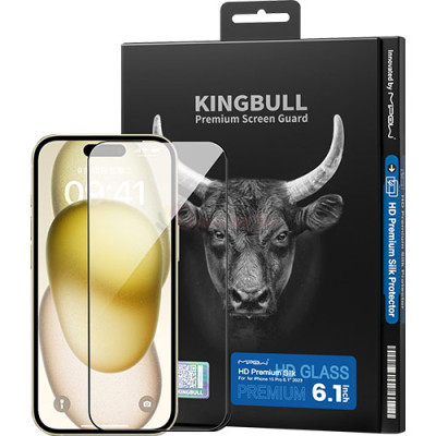 Dán màn hình cường lực Full viền MiPow KingBull Premium-Silk dành cho iPhone 15 Pro Max BJ504 - Hàng chính hãng